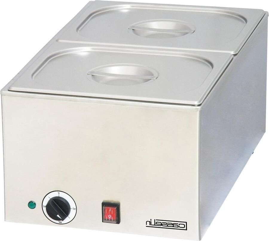 Warmhoudapparaat Bain Marie Eten Warm Houden 5 Temperatuurstanden 2x GN 1 3 Zilverkleurig