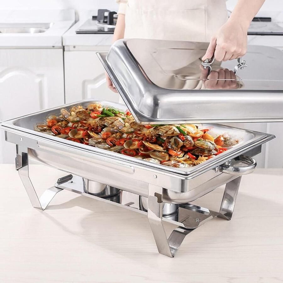 Warmhoudbak Buffet Voedselverwarmer Serveer Feestelijke Bijeenkomsten Roestvrij Staal 11 Liter Zilverkleurig