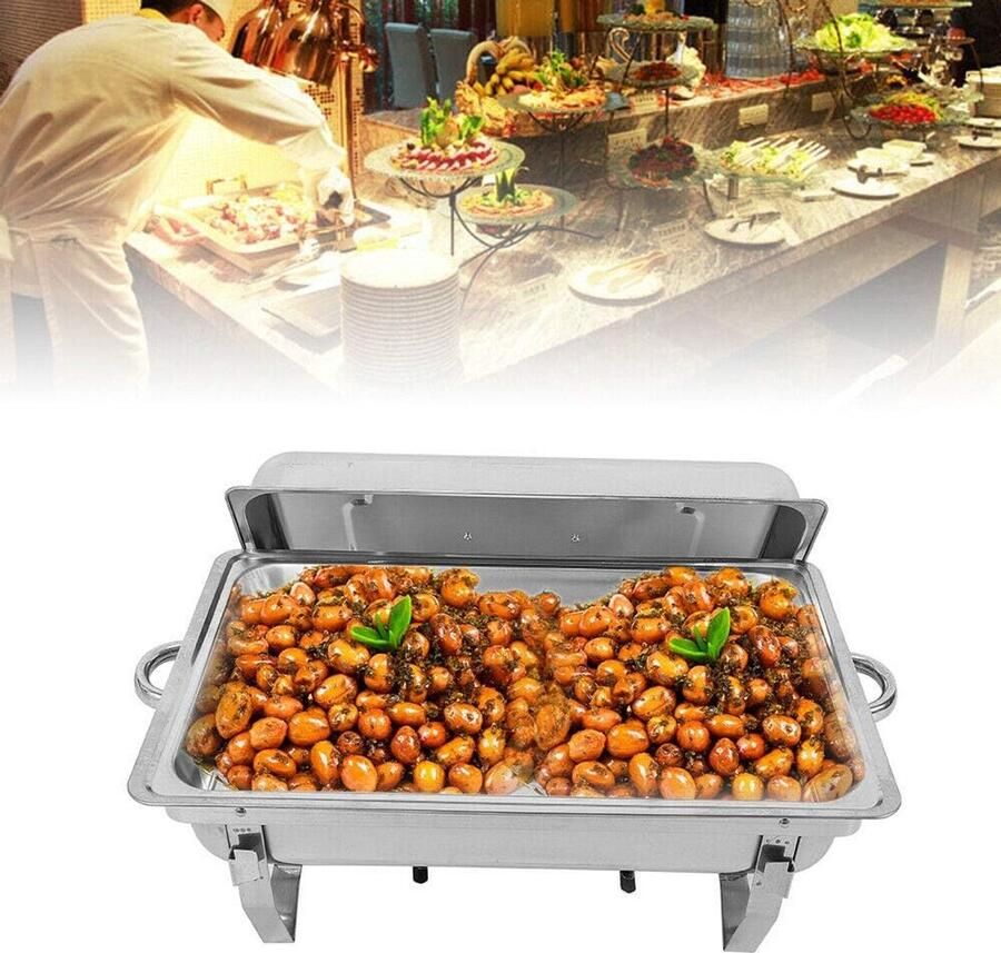 Warmhoudbak Buffet warmer Catering Feesten Klapframe Design 9 Liter Inhoud Zilverkleurig