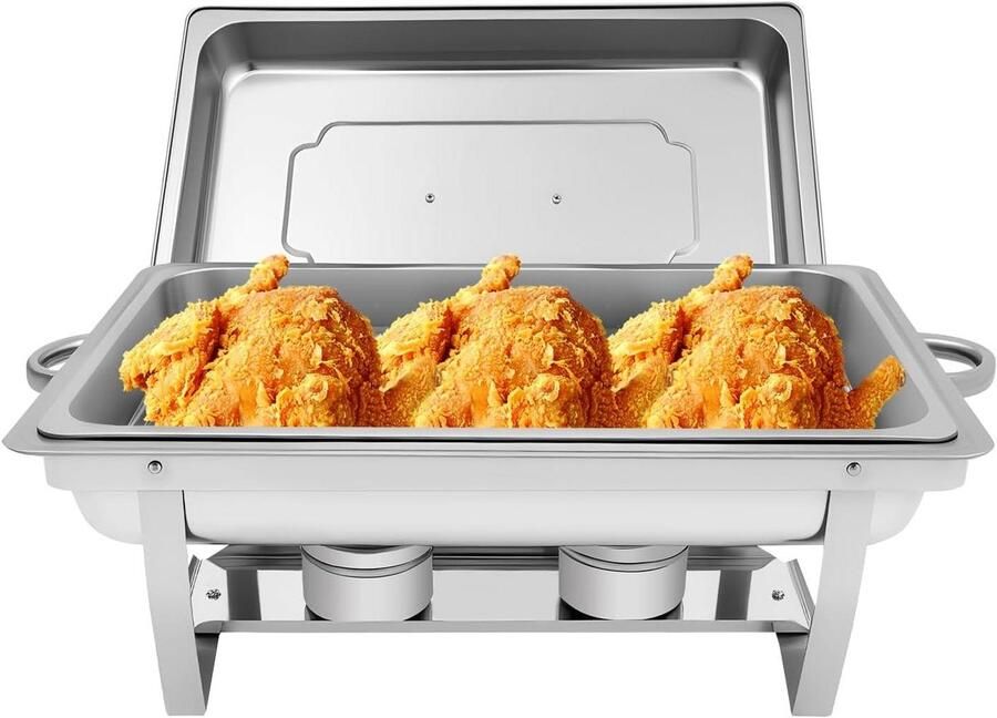 Warmhoudbak RVS Buffetwarmer Voedselcontainer Gerechten Warm Houden Waterbad Verwarmingssysteem 9 liter Zilver
