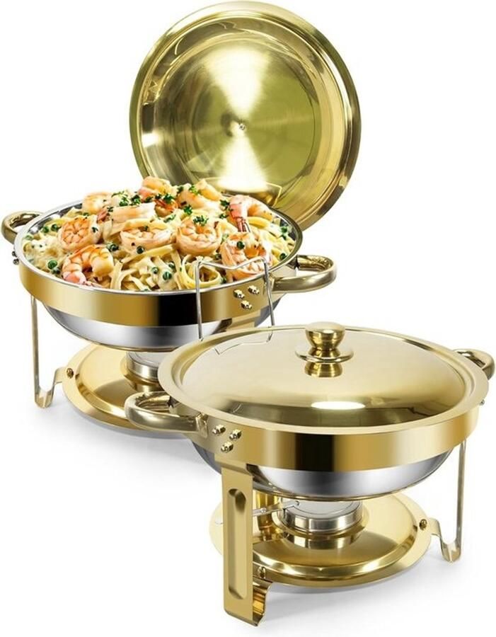 Warmhoudbak Set Buffet Warmhouders Feestelijk Buffet Veilige Randen 5 Liter Inhoud Goud Zilver