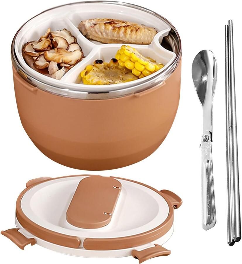 Warmhoudbox Lunch Draagbare Thermos Maaltijden Meenemen Lekvrij Ontwerp 1.5 Liter Kaki