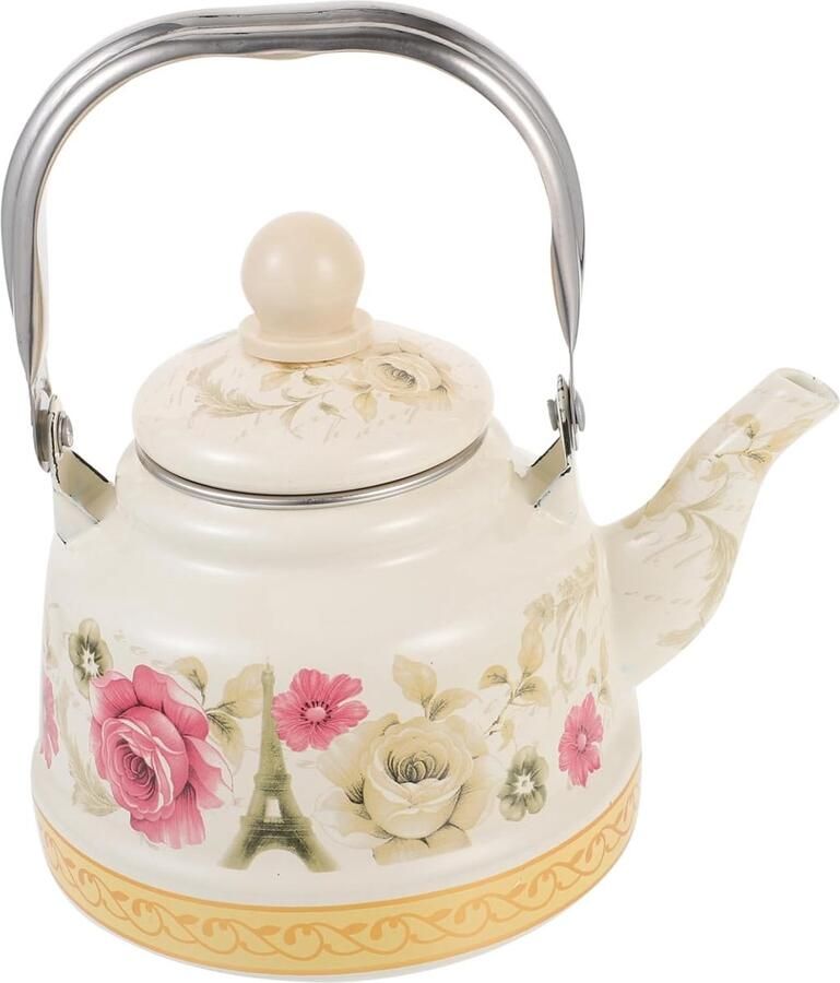 Warmhoudketel Emaille Theepot Koffiepot Koken Water Anti-verbrandingshandvat 15.5x13.5 cm Zoals getoond