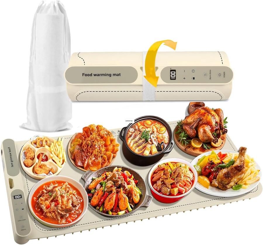 Warmhoudmat Elektrische warmer Buffet warm houden 7 temperaturen instelbaar 80 x 38 cm Zwart