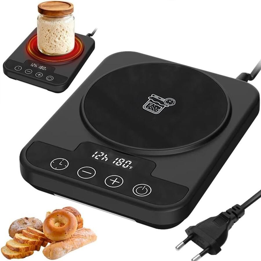 Warmhoudmat Fermentatieverwarmer Zuurdesem starter mat Temperatuurregelbereik 21-43°C Nauwkeurigheid 0.5°C Timerfunctie 0-24 uur Intelligent geheugen Zwart