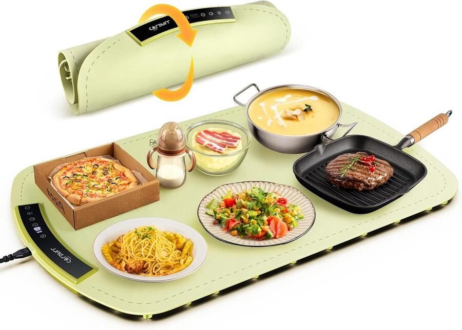 Warmhoudmat Verwarmingsmat Diners Warm Houden 8-traps Temperatuur 60 x 40 cm Groen