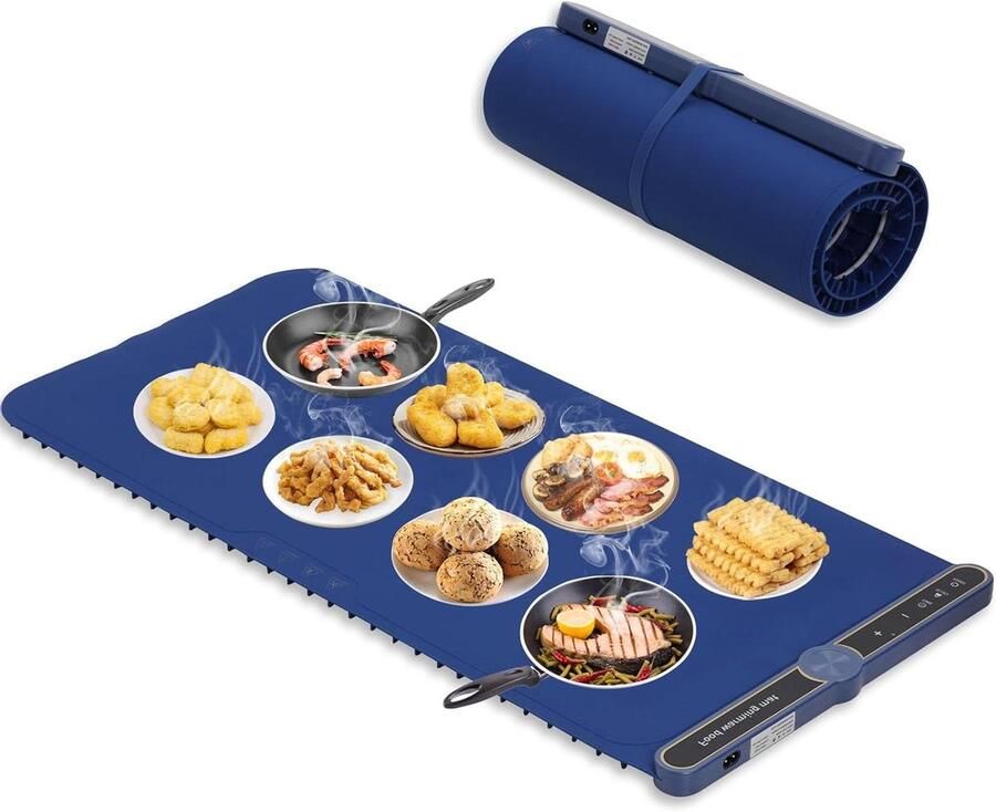 Warmhoudmat Voedselwarmer Serveerwarmer Buffetten Warm Houden Extra Groot Formaat 80 x 38 cm Blauw