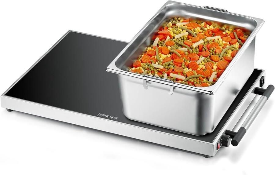 Warmhoudplaat Buffet warmer Eten warm houden Traploos regelbaar 61 x 41 cm Roestvrij staal