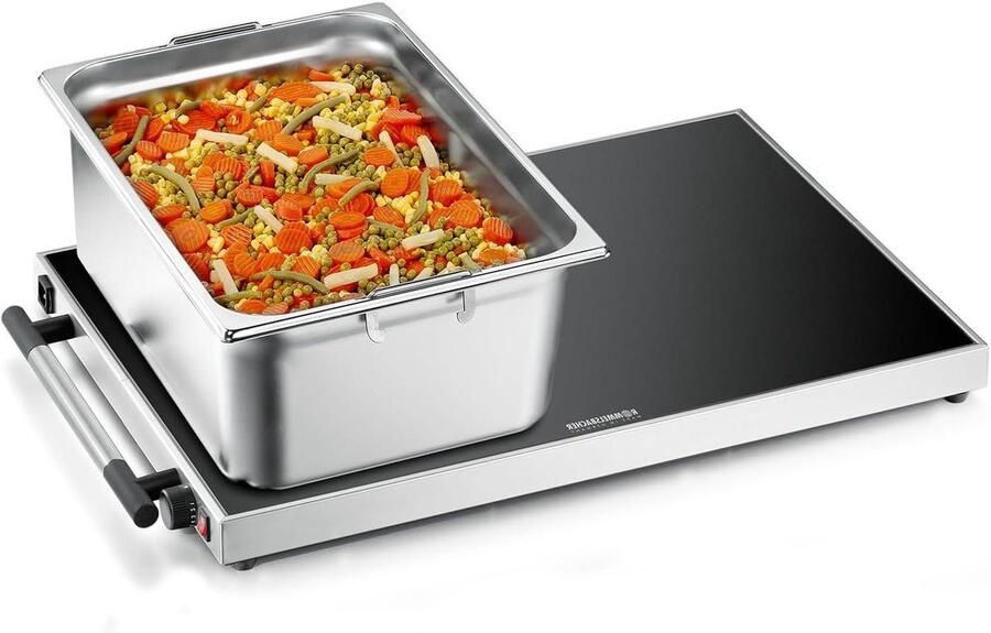 Warmhoudplaat Buffet warmer Eten warm houden Traploos regelbaar 61 x 41 cm Roestvrij staal