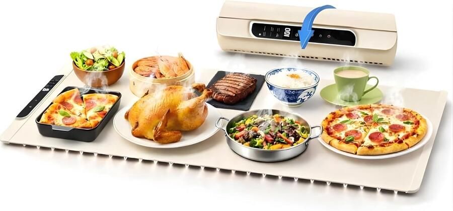 Warmhoudplaat Elektrisch 66x66 Centimeter 100 Graden Celsius Max Wit Voedselwarmer Buffetwarmer
