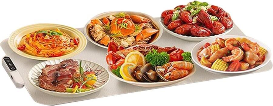 Warmhoudplaat Elektrische Mat Eten Warm Houden Opvouwbaar Oprolbaar 60x38cm Romig