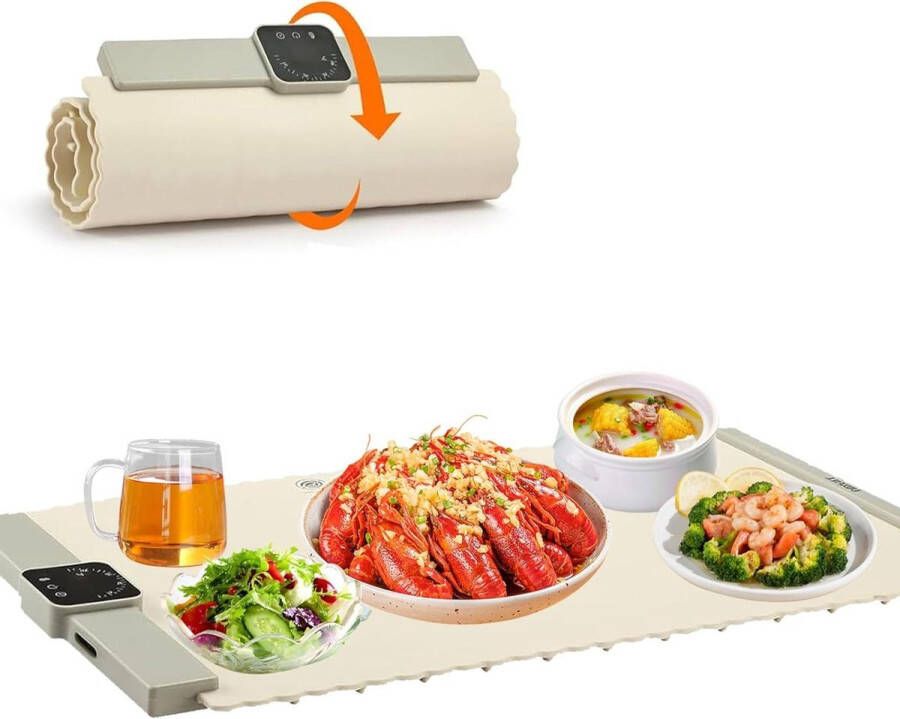 Warmhoudplaat gerechten voedselverwarmer instelbare temperatuurregeling bordenverwarmer draagbaar opvouwbaar ontdooien warm houden