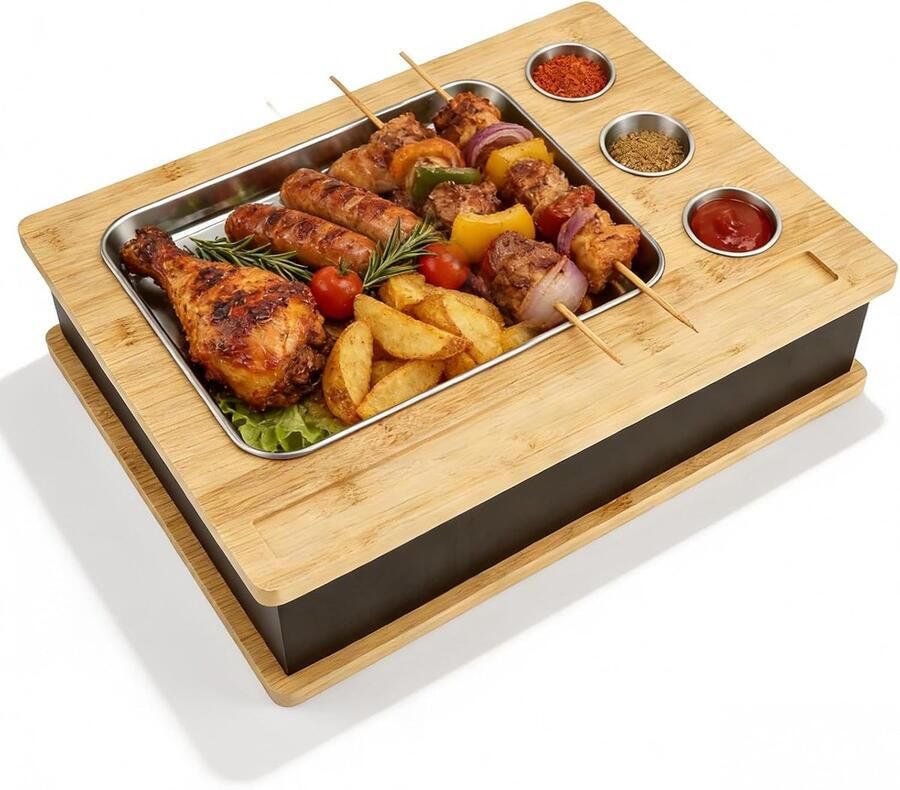 Warmhoudplaat Hout Servies Warmhouder Gerechten Warm Houden Kaarsverwarming Anti-hitte 40 x 30 cm Natuurlijk