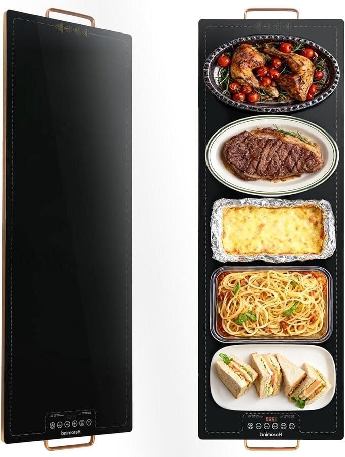 Warmhoudplaat Keuken Verwarmer Grote Keukens Touch Bediening 100 x 35 cm Zwart