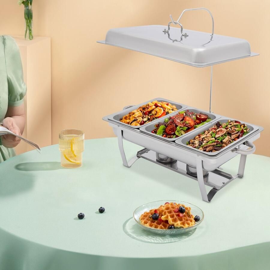 Warmhoudplaat Roestvrijstaal Buffetwarmer Voor Catering 4.5 Kg 69x37x14 Cm Commercieel Gebruik