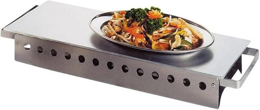 Warmhoudplaat Servies warmer Eten warm houden Roestvrij staal 45 x 18 cm Zilverkleurig