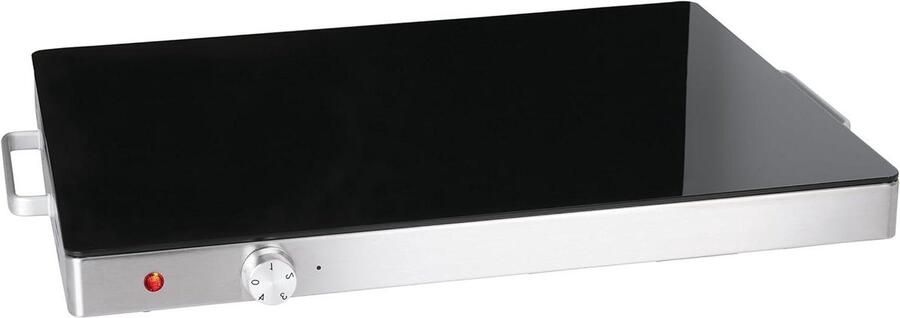 Warmhoudplaat Verwarmende tray Eten warm houden Gehard glas oppervlak 596 x 43 x 65 cm Zwart