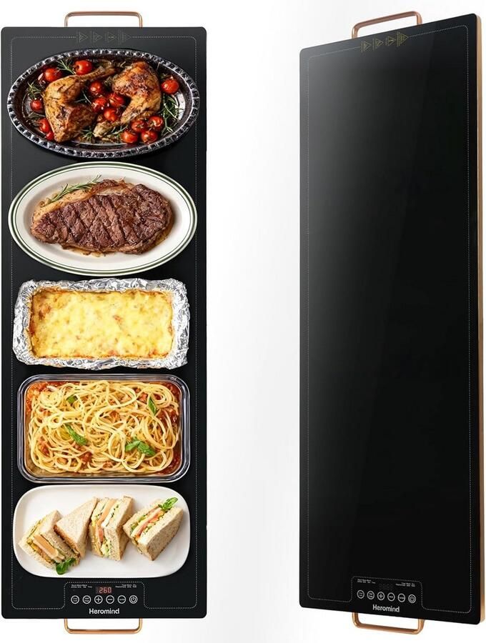 Warmhoudplaat Verwarmingsplaat Keuken Voedsel Warm Houden Ruim Oppervlak 100 x 35 cm Zwart