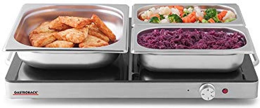 Warmhoudplaat Voedselverwarmer Gerechten Warm Houden Extra Groot Oppervlak 540 x 410 mm Zwart Zilver