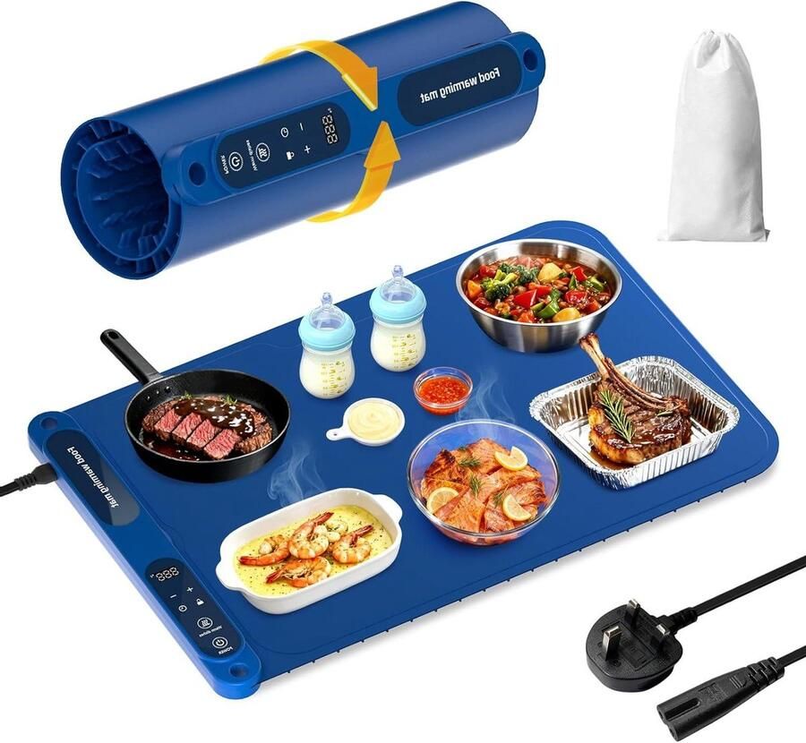 Warmhoudplaat Voedselverwarmer Gerechten Warm Houden Instelbare Temperatuur 1 stuks Wit