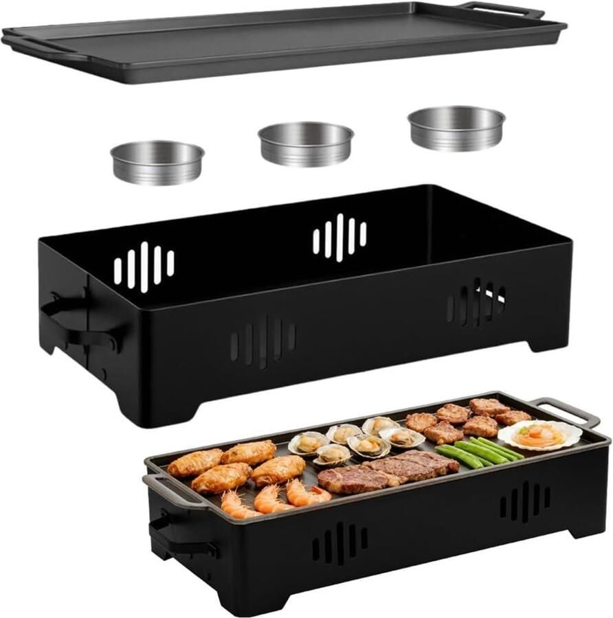 Warmhoudplaat voor BBQ ideale vleeswarmhouder voor grillen en barbecuegerechten voedselwarmer met antiaanbaklaag en efficiënte warmtebehoud