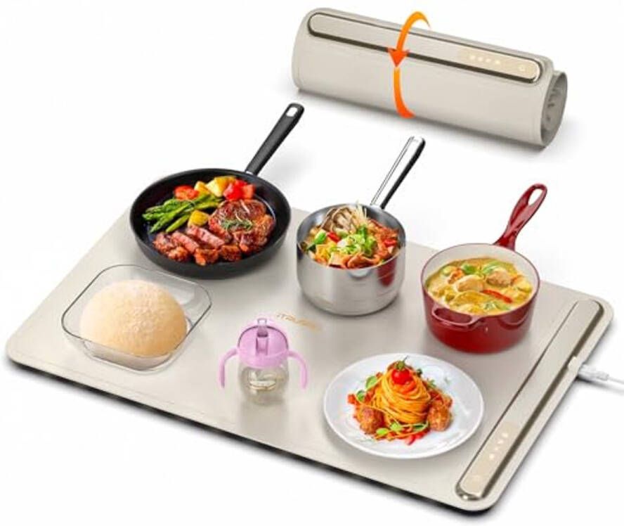Warmhoudplaat voor gerechten met instelbare temperatuur Draagbare voedselverwarmer