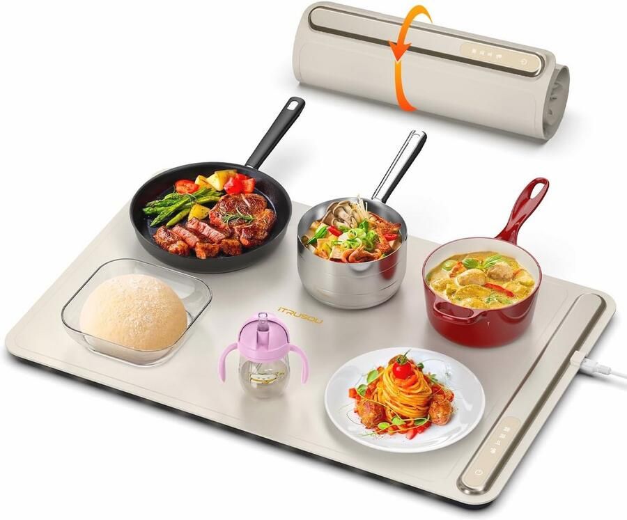 Warmhoudplaat voor gerechten met instelbare temperatuur Draagbare voedselverwarmer