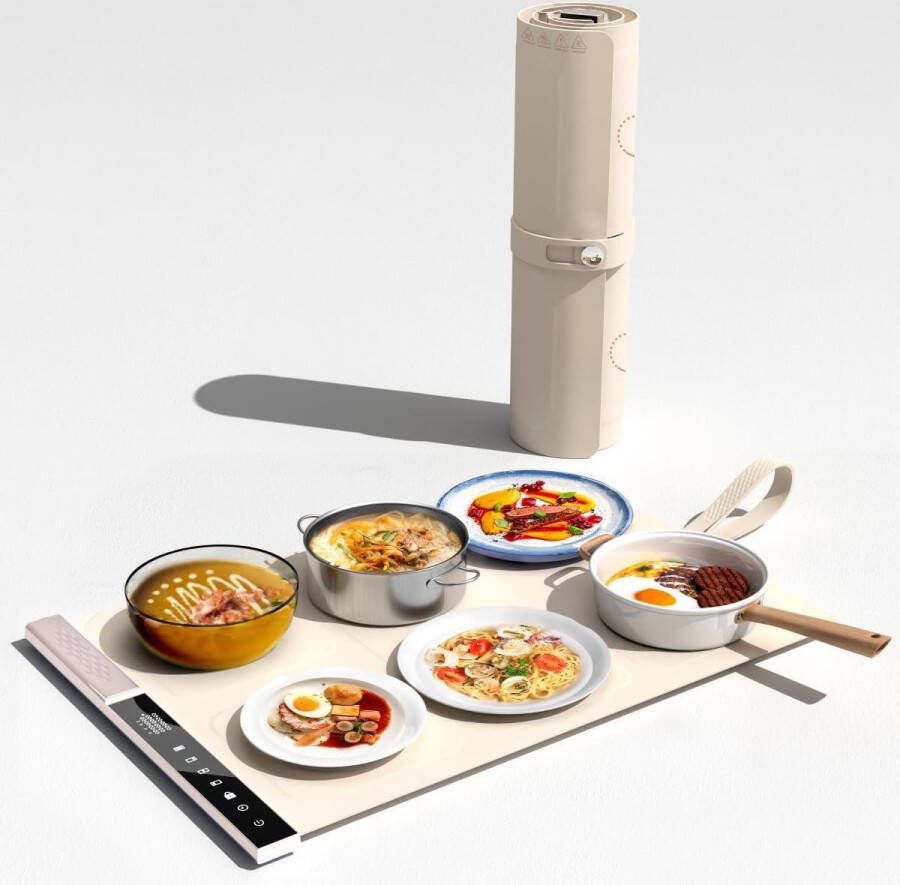 Warmhoudplaat warmteschaal 3 zones individueel instelbare temperatuur opvouwbare voedselwarmer party buffet