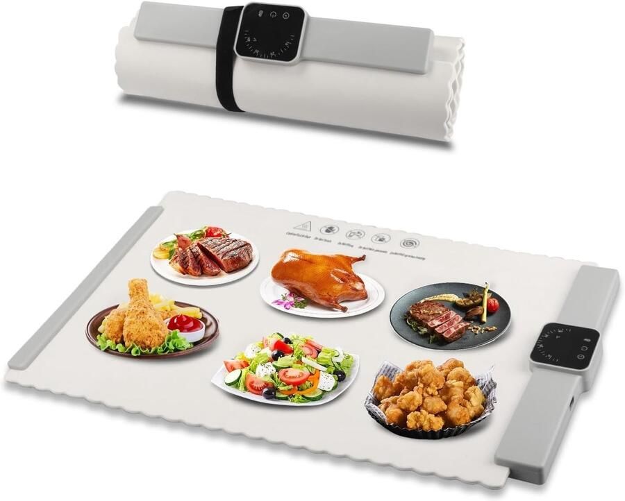 Warmhoudplaat Zwart 64 x 40 cm Inklapbare Siliconen Warmingtray Voor Feestjes en Thuisgebruik