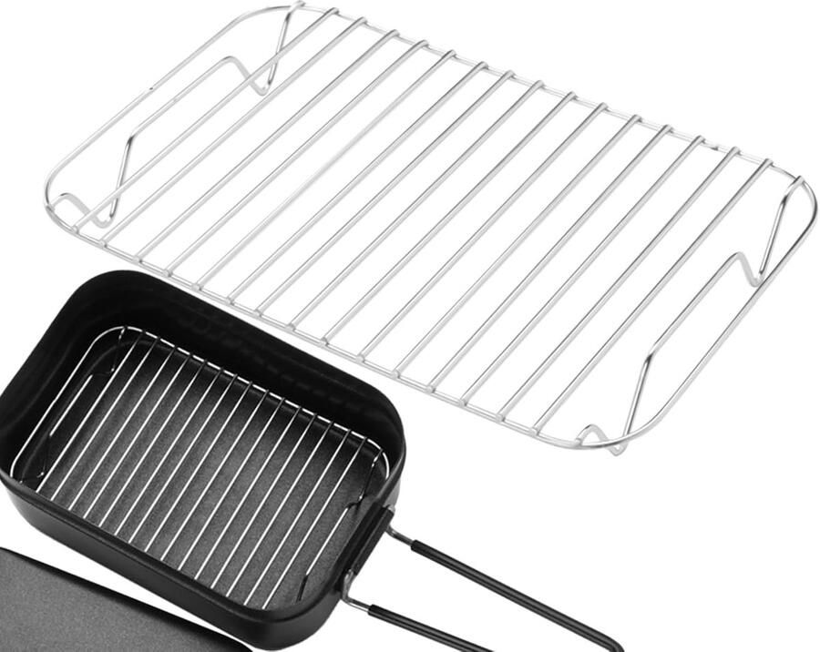 Warmhoudrek Roestvrijstaal Grill Rek Bakrek Gelijkmatige Verwarming Verbeterde Luchtstroom 17.8 x 12 cm Zilver