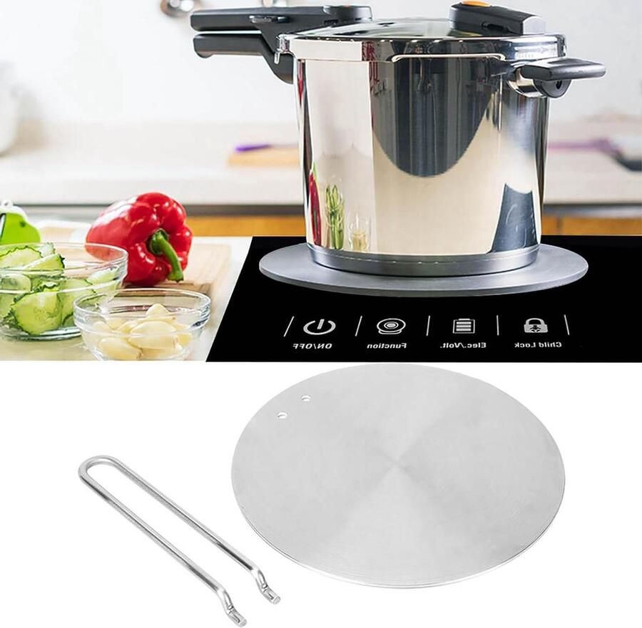 Warmte Diffuser Warmteverdeler Inductieplaat Gelijkmatig Koken Met Handvat 20 cm Zilver