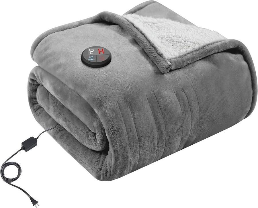 Warmtedeken Elektrisch Verwarmde Deken Lekker Opwarmen 10 Warmtestanden 130 x 180 cm Grijs