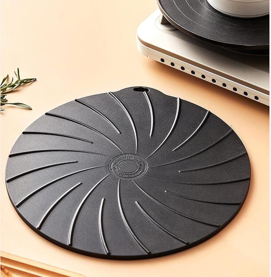 Warmtediffuser Kookplaat Warmtegeleider Plaat Gelijkmatig Koken Verdikt Antislip Ontwerp 24 cm Diameter Zwart
