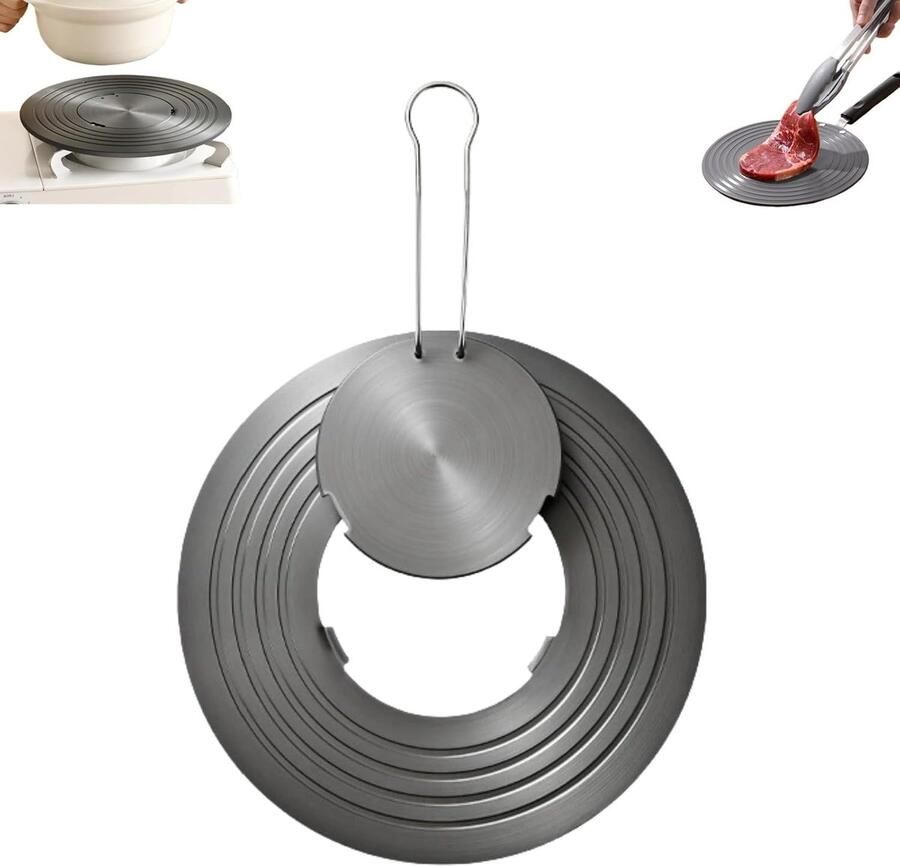 Warmtegeleidende Plaat Ontdooien Dienblad Gelijkmatig Koken Afneembare Handgreep 26x26x3 cm Zilver - Foto 1