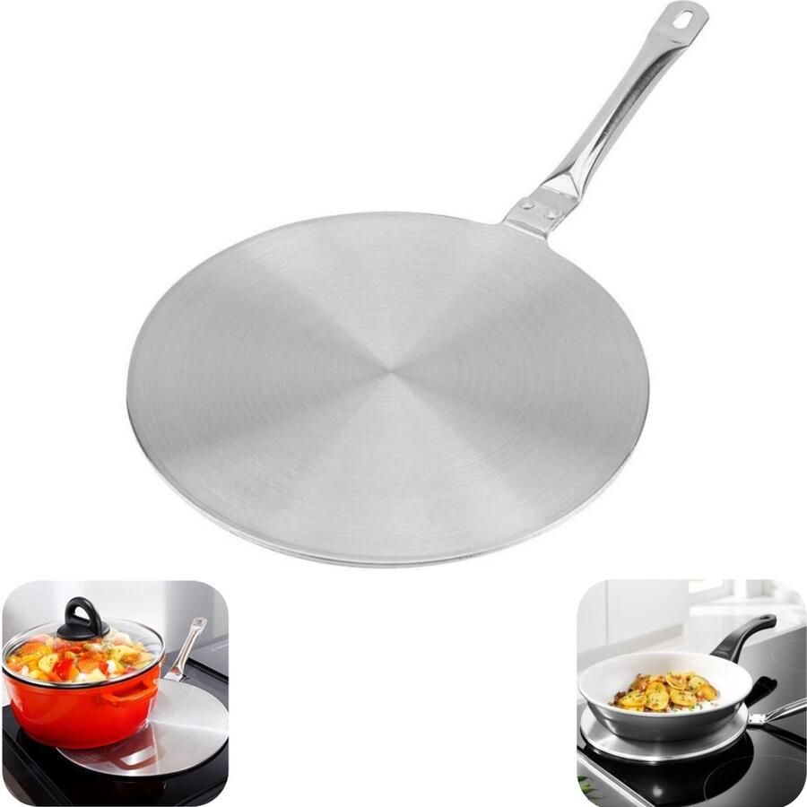 Warmtegeleidingsplaat Inductiekookplaat warmtegeleidingsplaat Ontdooiplaat Afneembaar Roestvrijstalen warmtegeleidingsplaat Keukenaccessoires Geschikt voor het verwarmen van koffie melk thee (zilver 20*42cm)