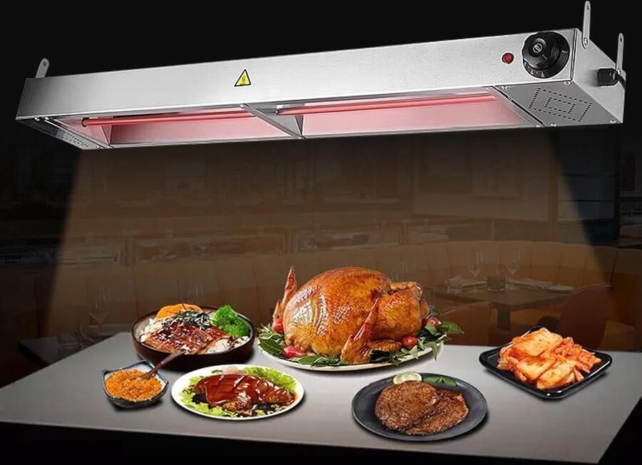 Warmtelamp Keuken Voedselwarmer Buffet Warm Houden Instelbare Temperatuur 60x15x6.5CM