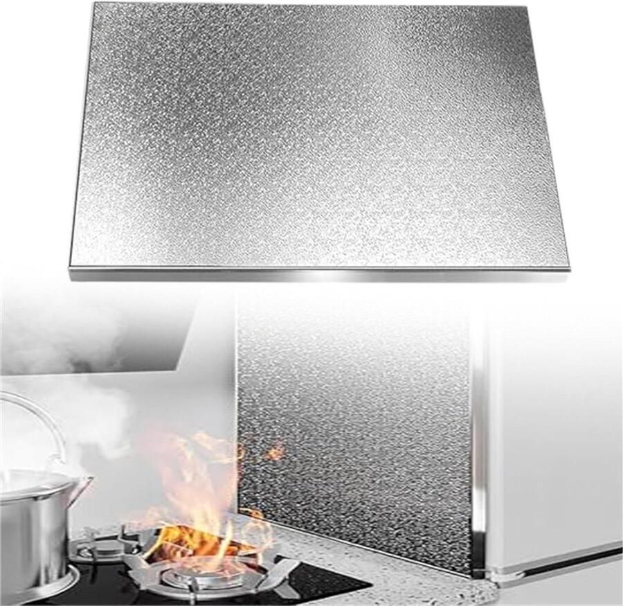 Warmtepaneel Fornuis Spatwand Keuken Apparaten Beschermen Magnetisch Zelfklevend 60x20cm Aluminium