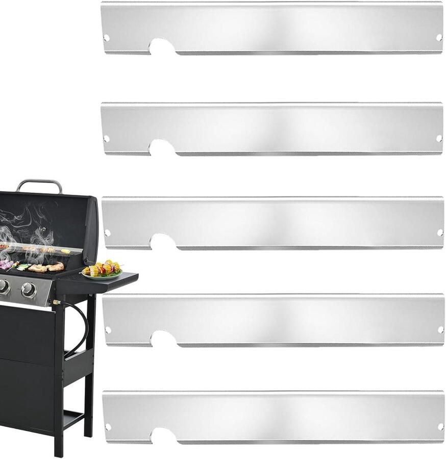 Grill Vervangingsplaten Hitteplaten Vlamverdeler Buiten Koken Aanbakwerend Ontwerp 46 x 16 x 16 cm Zilver