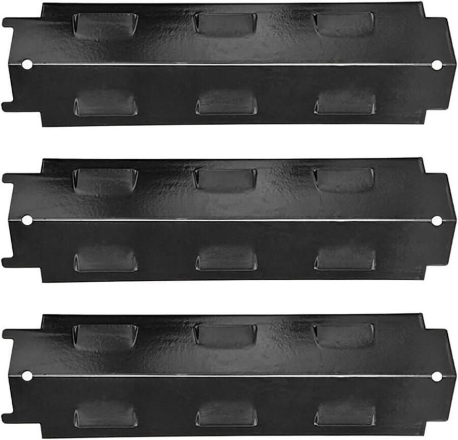 Warmteplaten voor Gasgrill Grill Platen Gelijkmatig Grillen Roestbestendig Porseleinstaal 368 x 109 cm Zwart