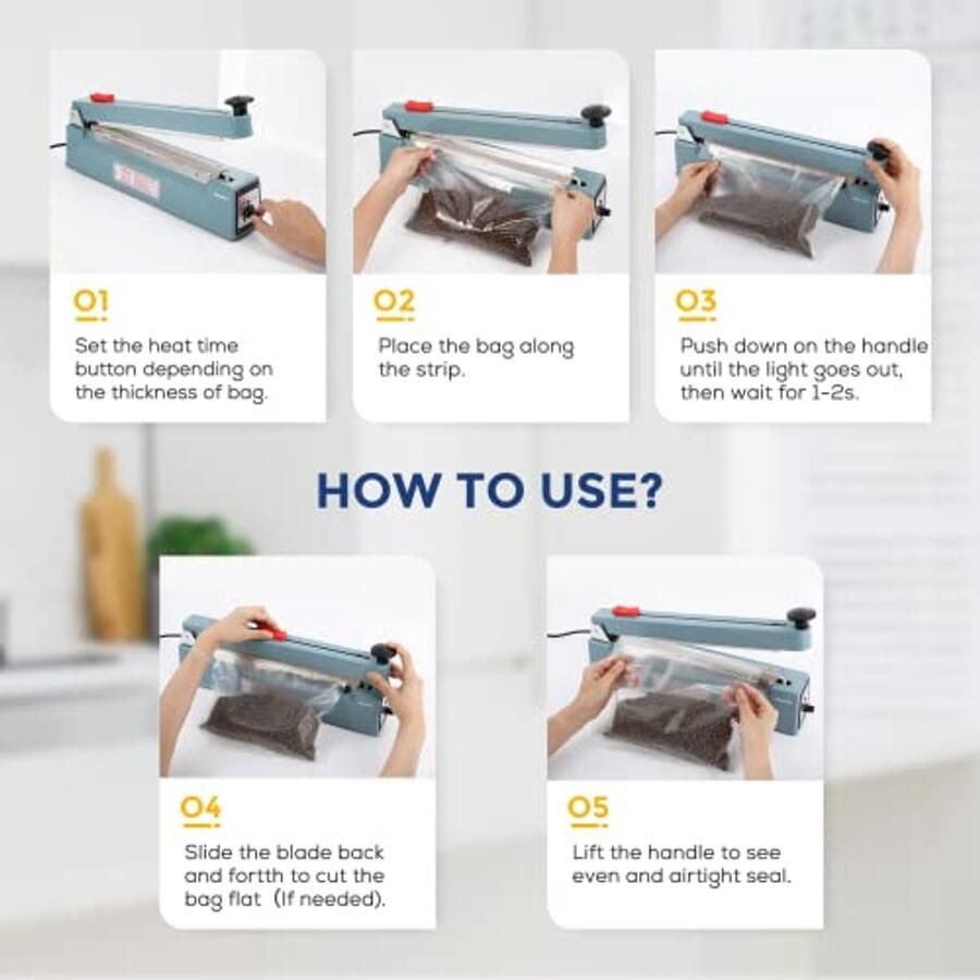 Warmtesealapparaat met snijder – 200 mm hete sealer voor Mylar en kraftpapier zakken