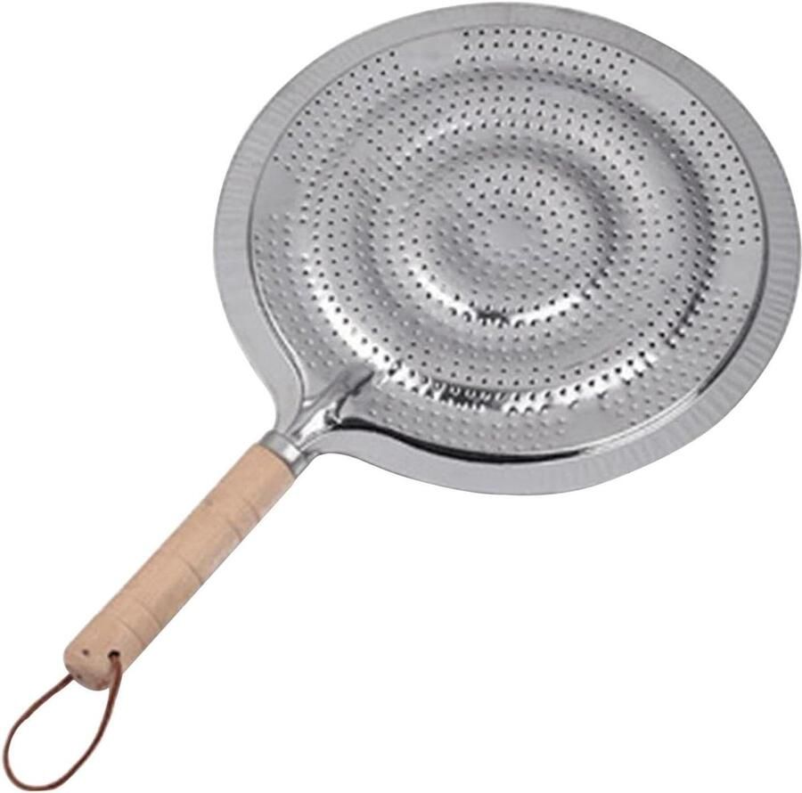 Warmteverdeler Kookplaat Accessoire Zacht Koken Houten Handvat 21 cm Diameter Zilver