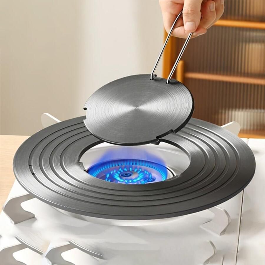 Warmteverdeler Kookplaat Vlamverdeler Hitteplaat Gelijkmatig Koken Met Afneembaar Handvat 30 x 30 cm Zilverkleurig