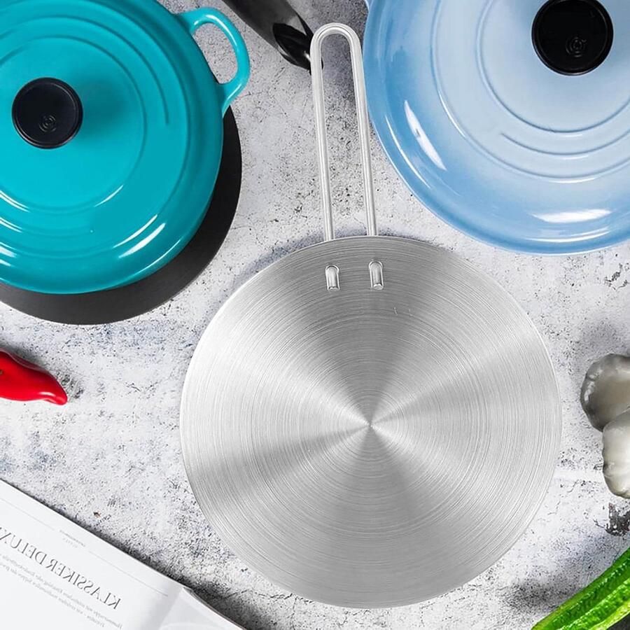Warmteverdeler Plaat Adapter Converter Gelijkmatig Koken Roestvrij Staal 20-24 cm Zilver