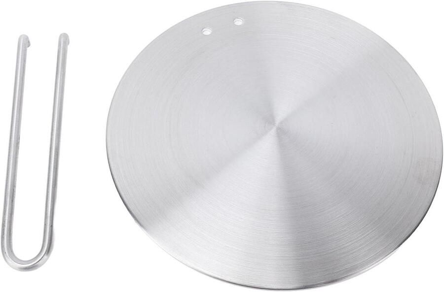 Warmteverdeler Plaat Inductie Adapter Gelijkmatig Koken Afneembare Handgreep 22 cm Diameter Zilverkleurig