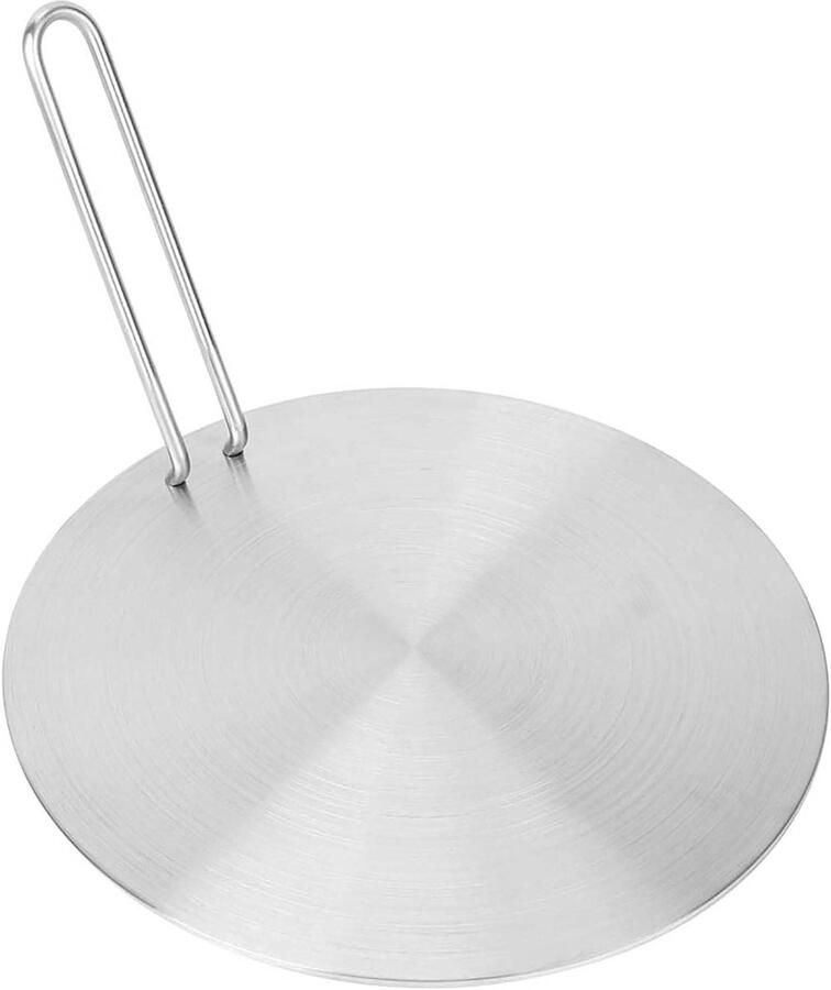Warmteverdeler Plaat Inductie Adapter Koken op Gas Afneembare Handgreep 24 cm Diameter Zilverkleurig