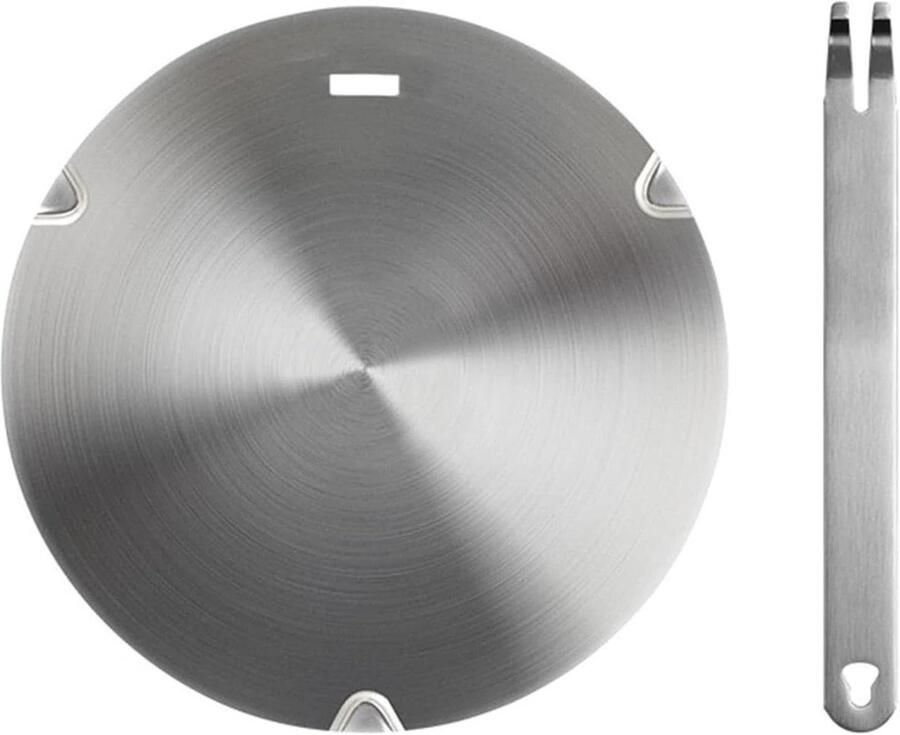 Warmteverspreider Adapter Inductie Simmer Ring Gelijkmatig Koken Afneembaar Handvat 22cm Zilver