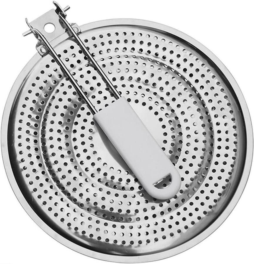 Warmteverspreider Gasfornuis Inductie Adapter Gelijkmatig Koken Opvouwbaar Handvat 20 cm Diameter Zilver