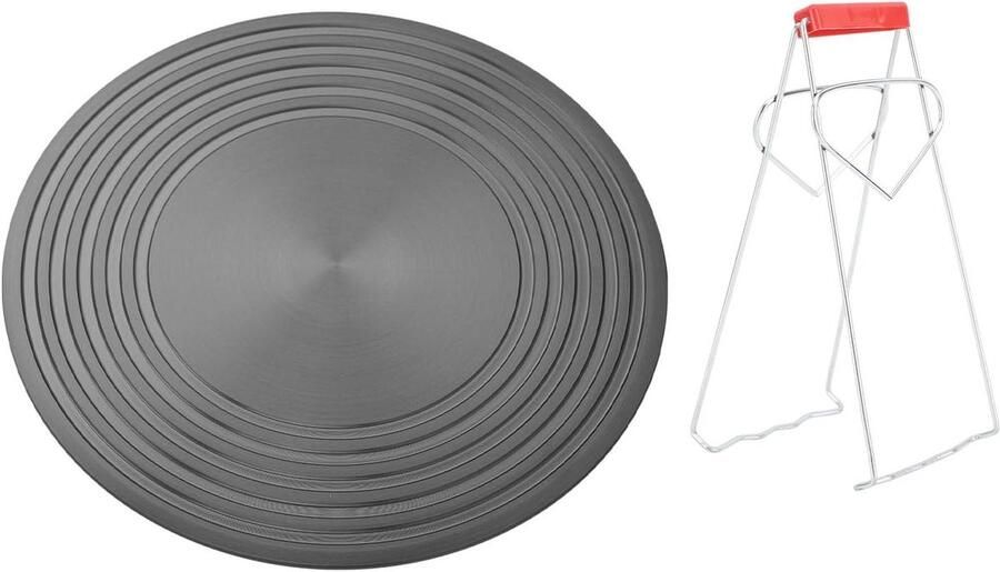 Warmteverspreider Plaat Gasfornuis Diffuser Gelijkmatig Koken Antislip Ontwerp 24cm Diameter Zilver