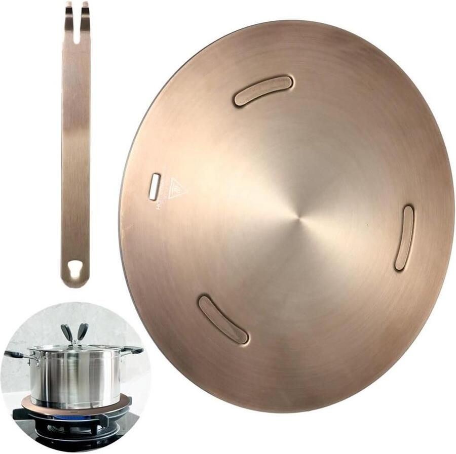 Warmteverspreider Plaat Inductie Adapter Gelijkmatig Koken Afneembaar Handvat 11 Inch Rose Goud