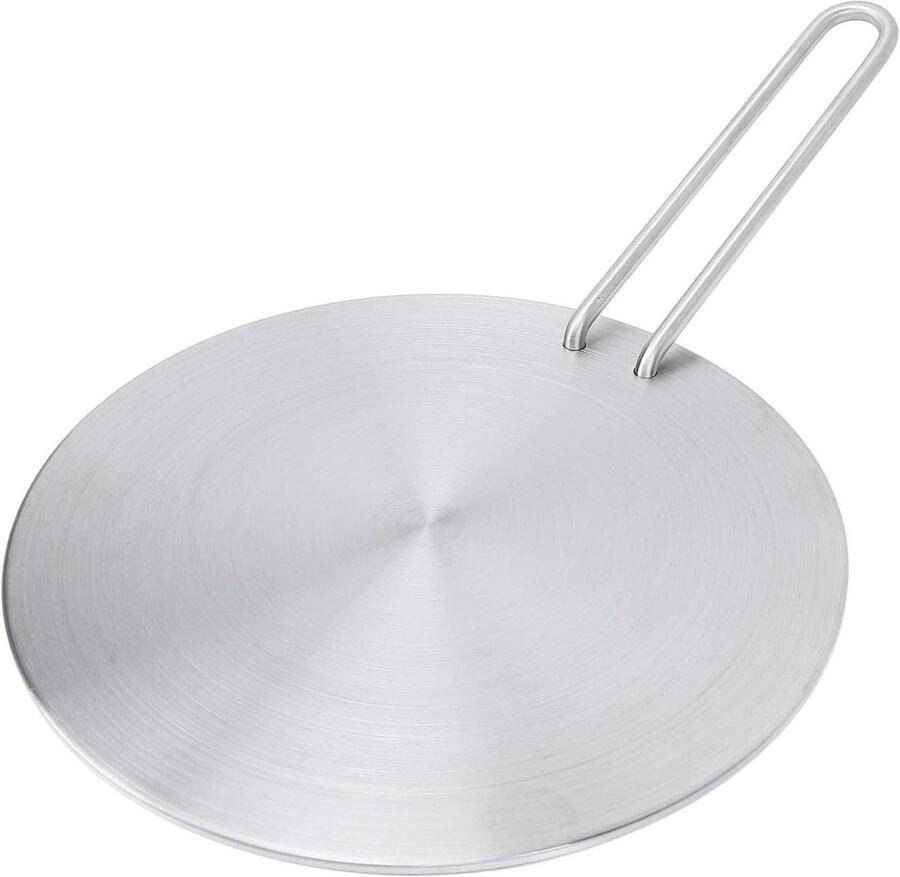 Warmteverspreider Plaat Inductie Adapter Gelijkmatig Koken Afneembare Handgreep 18 cm Diameter Zilver - Foto 1